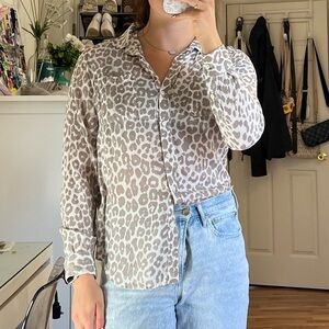 Cheetah Print Button-Up Blouse